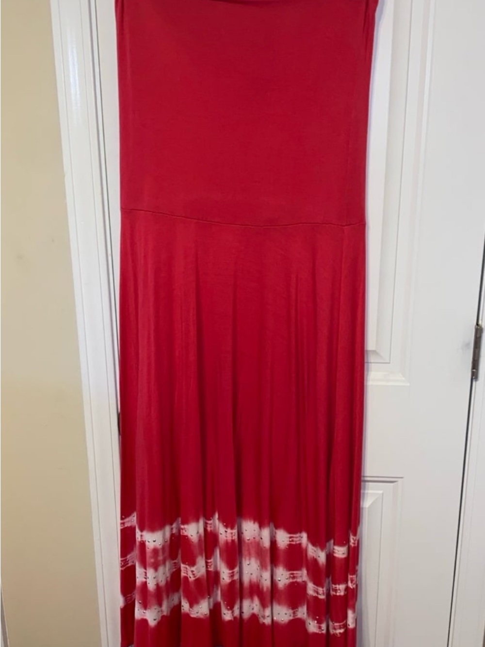 INC International Concepts Red Tie-Dye Band Maxi Skirt
